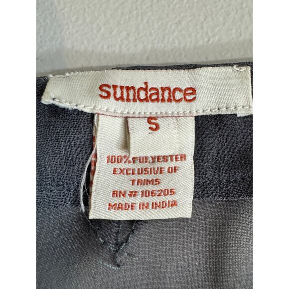 Sundance beaded tunic sheer gray short split sleeves beaded neck cuffs hem Sz S - Picture 10 of 11